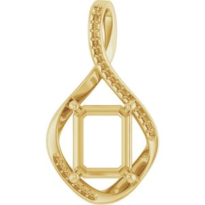 10K Yellow Gold 11x9 mm Emerald Pendant Mounting – image 2