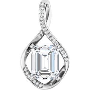 Platinum 11x9 mm Emerald Pendant Mounting