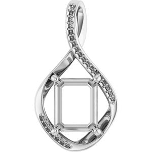 14K White Gold 11x9 mm Emerald Pendant Mounting – image 2