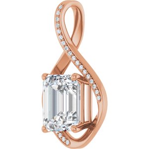 18K Rose Gold 11x9 mm Emerald Pendant Mounting – image 3