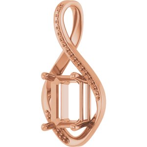 18K Rose Gold 11x9 mm Emerald Pendant Mounting – image 4