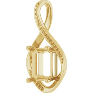 14K Yellow Gold 11x9 mm Emerald Pendant Mounting – image 4