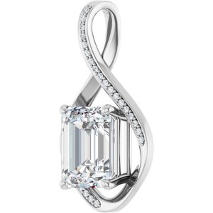 10K White Gold 11x9 mm Emerald Pendant Mounting – image 3