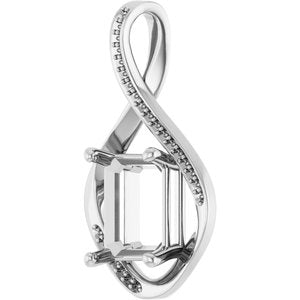 14K X1 White Gold 11x9 mm Emerald Pendant Mounting – image 4