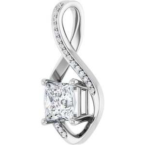 14K White Gold 6.5x6.5 mm Square Pendant Mounting – image 3