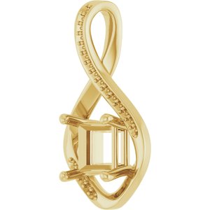 18K Yellow Gold 6.5x6.5 mm Square Pendant Mounting – image 4