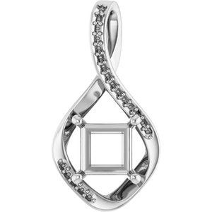 Sterling Silver 6.5x6.5 mm Square Pendant Mounting – image 2