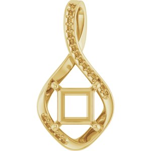 14K Yellow Gold 6.5x6.5 mm Square Pendant Mounting – image 2
