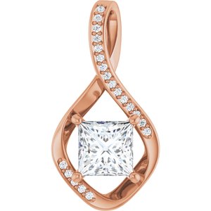 14K Rose Gold 6.5x6.5 mm Square Pendant Mounting