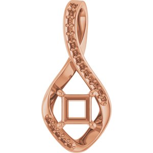 10K Rose Gold 4.5x4.5 mm Square Pendant Mounting – image 2