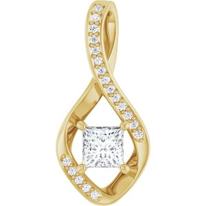 10K Yellow Gold 4.5x4.5 mm Square Pendant Mounting