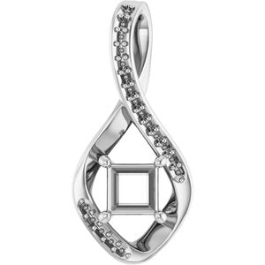 Sterling Silver 4.5x4.5 mm Square Pendant Mounting – image 2