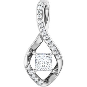 14K X1 White Gold 4.5x4.5 mm Square Pendant Mounting