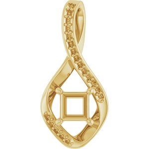 14K Yellow Gold 4.5x4.5 mm Square Pendant Mounting – image 2