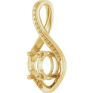 18K Yellow Gold 8.2 mm Round Pendant Mounting – image 4