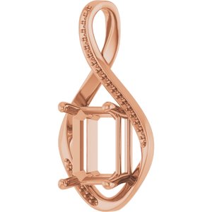 10K Rose Gold 12x10 mm Emerald Pendant Mounting – image 4