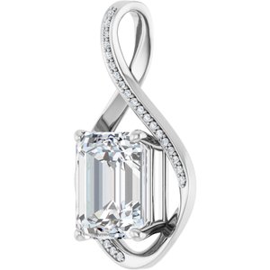 10K White Gold 12x10 mm Emerald Pendant Mounting – image 3