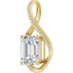 18K Yellow Gold 12x10 mm Emerald Pendant Mounting – image 3