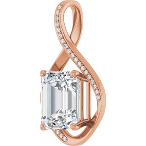 18K Rose Gold 12x10 mm Emerald Pendant Mounting – image 3