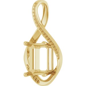 14K Yellow Gold 12x10 mm Emerald Pendant Mounting – image 4