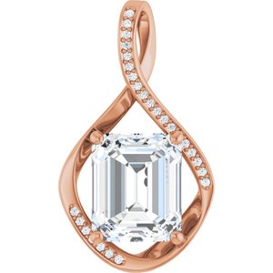 10K Rose Gold 12x10 mm Emerald Pendant Mounting