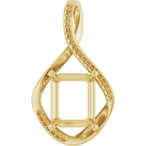 14K Yellow Gold 12x10 mm Emerald Pendant Mounting – image 2