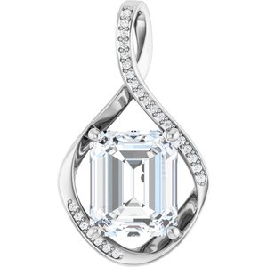 14K X1 White Gold 12x10 mm Emerald Pendant Mounting