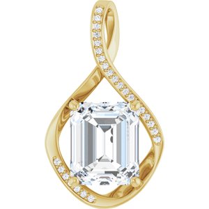 14K Yellow Gold 12x10 mm Emerald Pendant Mounting