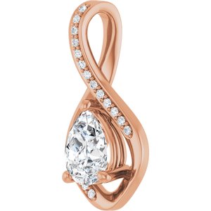 10K Rose Gold 8x6 mm Pear Pendant Mounting – image 3