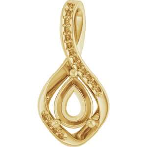 10K Yellow Gold 8x6 mm Pear Pendant Mounting – image 2