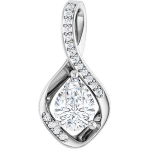 18K White Gold 8x6 mm Pear Pendant Mounting