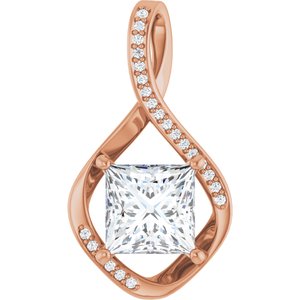 10K Rose Gold 8x8 mm Square Pendant Mounting