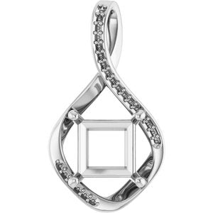 Platinum 8x8 mm Square Pendant Mounting – image 2