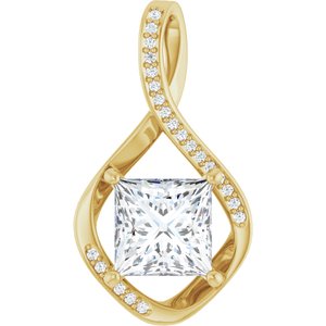 18K Yellow Gold 8x8 mm Square Pendant Mounting