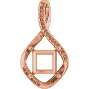 18K Rose Gold 8x8 mm Square Pendant Mounting – image 2