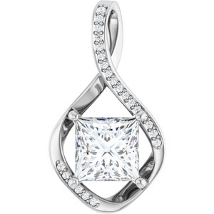 10K White Gold 8x8 mm Square Pendant Mounting