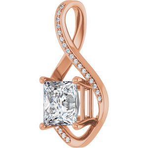 10K Rose Gold 8x8 mm Square Pendant Mounting – image 3