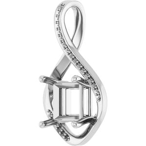 10K White Gold 8x8 mm Square Pendant Mounting – image 4