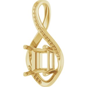 10K Yellow Gold 8x8 mm Square Pendant Mounting – image 4