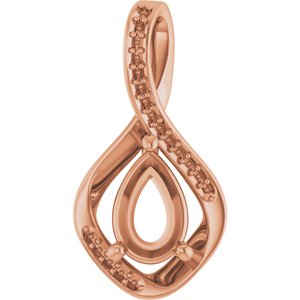 18K Rose Gold 9x6 mm Pear Pendant Mounting – image 2