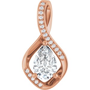 18K Rose Gold 9x6 mm Pear Pendant Mounting
