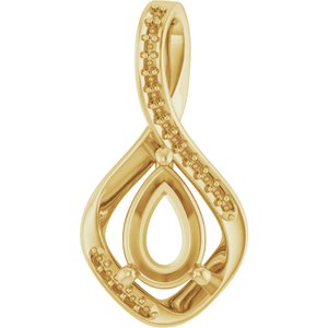 18K Yellow Gold 9x6 mm Pear Pendant Mounting – image 2