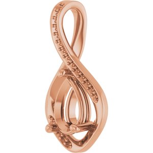 18K Rose Gold 9x6 mm Pear Pendant Mounting – image 4
