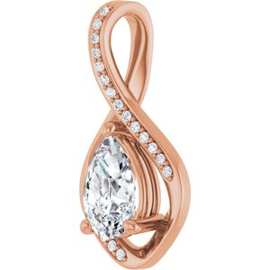 10K Rose Gold 9x6 mm Pear Pendant Mounting – image 3
