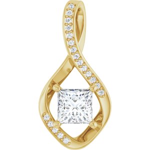 14K Yellow Gold 5.5x5.5 mm Square Pendant Mounting