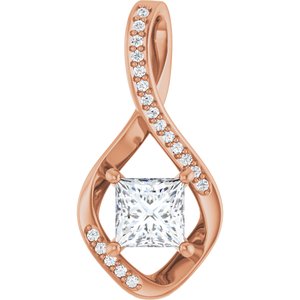 18K Rose Gold 5.5x5.5 mm Square Pendant Mounting