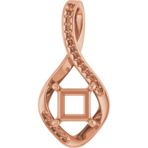 14K Rose Gold 5.5x5.5 mm Square Pendant Mounting – image 2