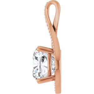 14K Rose Gold 12x12 mm Cushion Pendant Mounting – image 5