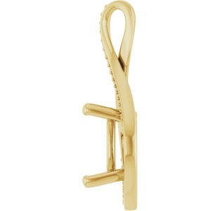 10K Yellow Gold 12x12 mm Cushion Pendant Mounting – image 6