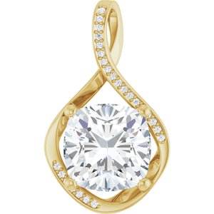 18K Yellow Gold 12x12 mm Cushion Pendant Mounting